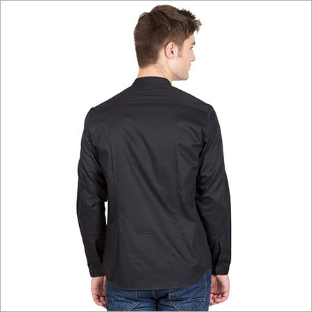 Men's Full Sleeve Plaid Black Shirt - Cotton Poplin Material | Stylish Plain Design