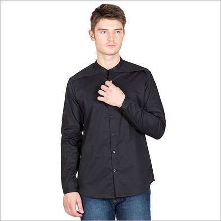 Men's Full Sleeve Plaid Black Shirt - Cotton Poplin Material | Stylish Plain Design