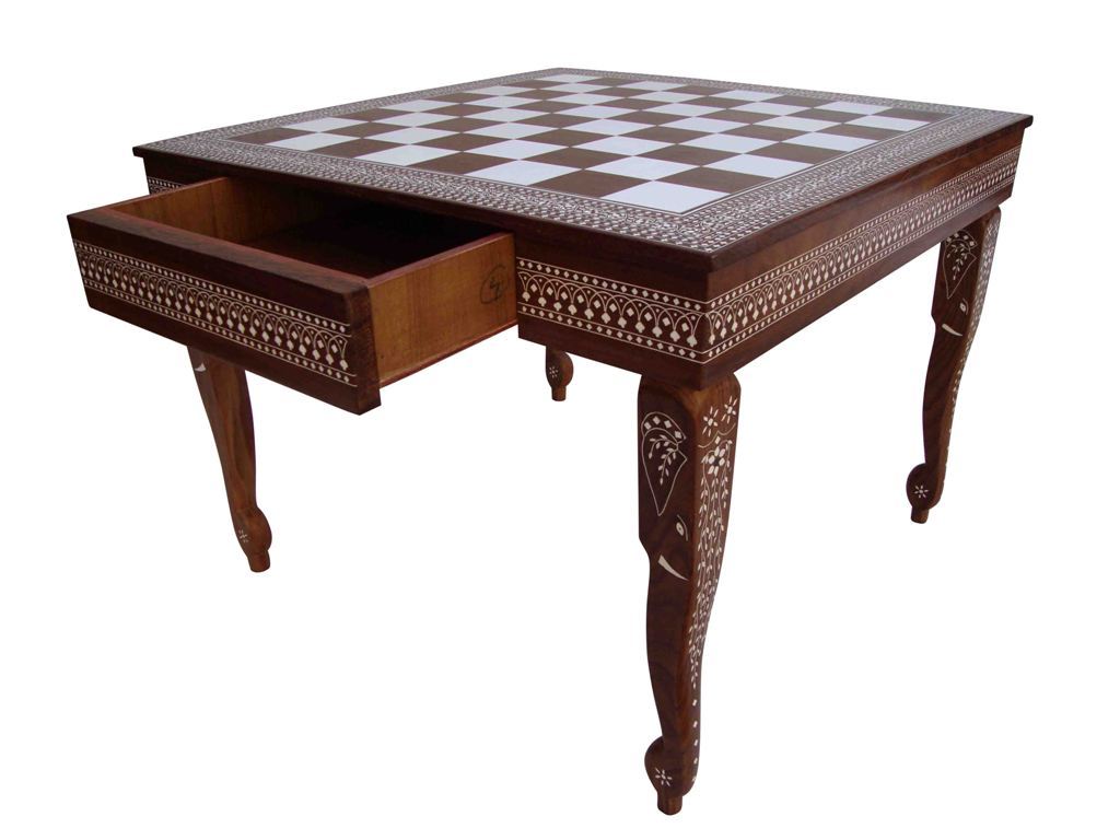 Natural Square Chess With Drawer