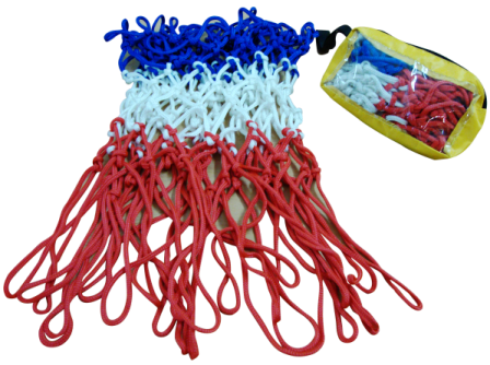 Basketball Net - Synthetic Nylon Soft Quality, 12 Loop Hour Glass Design, 21" Long | Dustproof, 6 Feet Size, American Tricolour