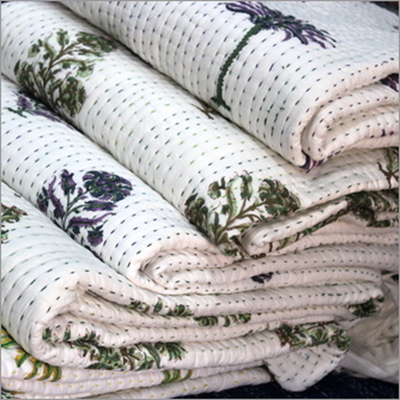 100% कॉटन कांथा क्विल्ट हैंड ब्लॉक प्रिंटेड कांथा रजाई