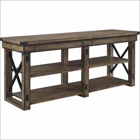 Wooden TV Cabinet - Solid Wood, Spacious Top with Four Drawers and Cabinets, Antique Look with Polished Finish, Elegant Display and Storage Solution