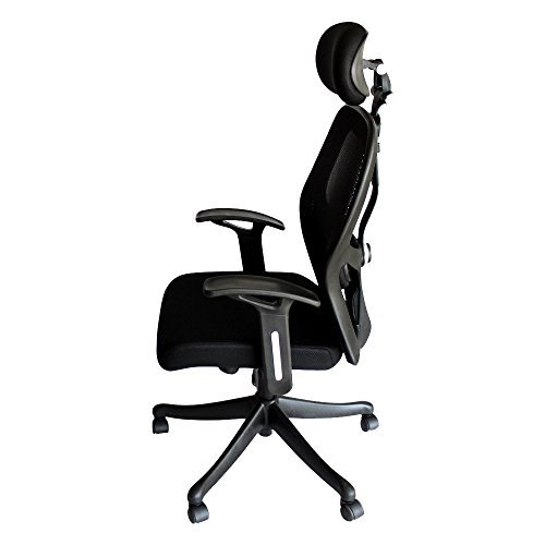 Mavi High Back Chair - Leatherette Fabric, 24x21x45 Inches, Black | Durable, Easy To Clean, Eco-friendly, No Assembly Required, Padded Arms, Gas Lift Mechanism