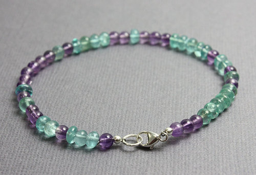 Amethyst And Appatite Gemstone Bead Bracelets Diameter: 152.4 Millimeter (Mm)