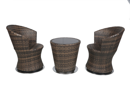 Cozy Design Outdoor Wicker Coffee Set - MS Powder Coated Or Aluminium Frame, 44x46x37x74 Cms, Multiple Colors Available | High Quality Acrylic Cushions, No Assembly Required, Ideal For Garden And Resorts