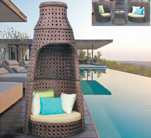 महान शैली 2 इन 1 बाहरी विकर कॉफी सेट