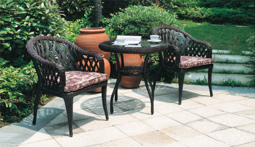 आइवरी स्टाइल 2 आउटडोर विकर कॉफी सेट