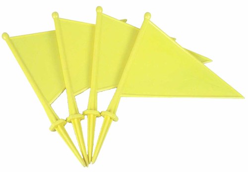 Boundary Flag Marker - Plastic & Polyester, Standard Size, Yellow | Durable with Firm Ground Spike, Set of 10, Lightweight for All Ages