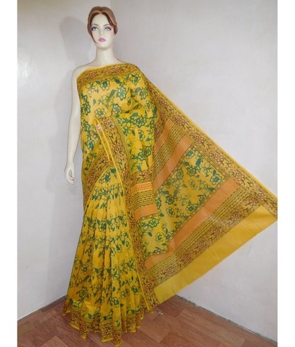 Yellow Chanderi Silk Saree