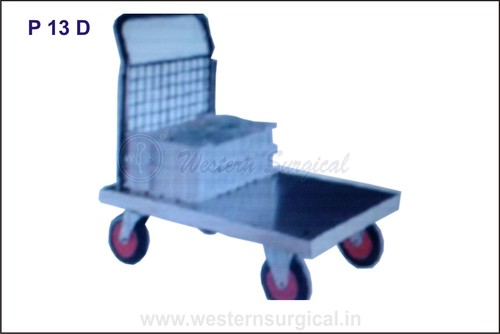 BMW Box Type Trolley - Mild Steel & Polished Finish, Grey Silver Color | Durable, Eco-Friendly Hospital Trolley