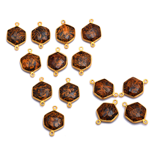 स्टर्लिंग सिल्वर मरियम जैस्पर हेक्सागोन शेप गोल्ड प्लेटेड पेंडेंट