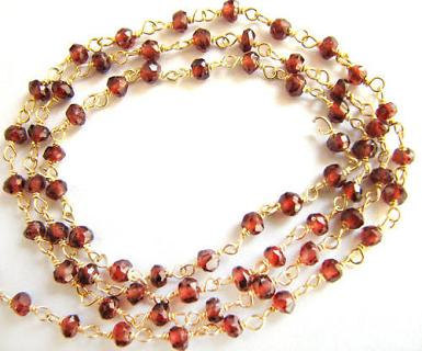 गार्नेट फेसेटेड बीडेड चेन