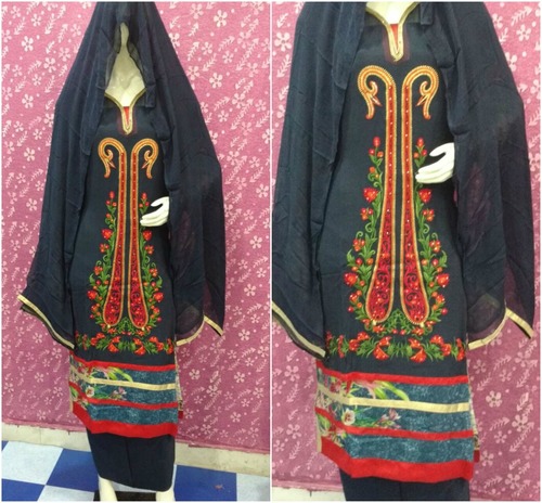 प्योर जॉर्जेट कढ़ाई वाली शर्ट