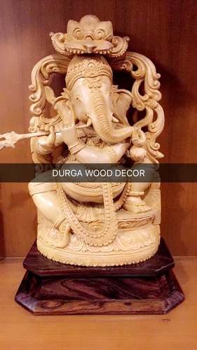 Wood Ganesh  3D Statue