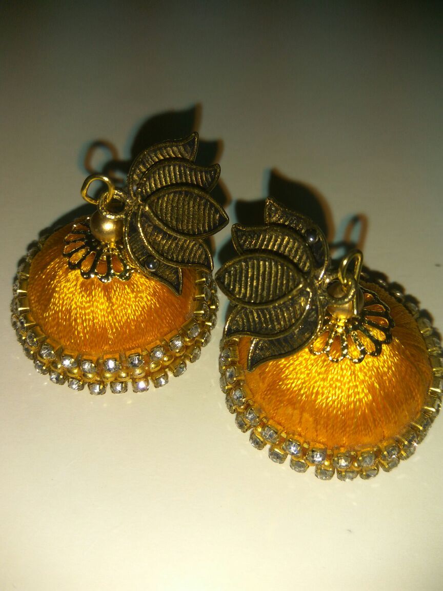 Designer Silk Thread Earrings - Metal, 1.5 Cm Diameter, Burgundy | Lightweight, Elegant Design, Intricate Patterns, Perfect Gift, Stylish Accessory