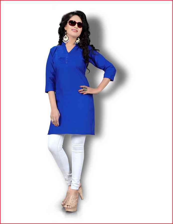 New Cotton Kurtis - Cotton, Size L/xl, Sky Blue, 3/4th Sleeve | Simple Plain Design For Ladies, Comfort And Style Combined