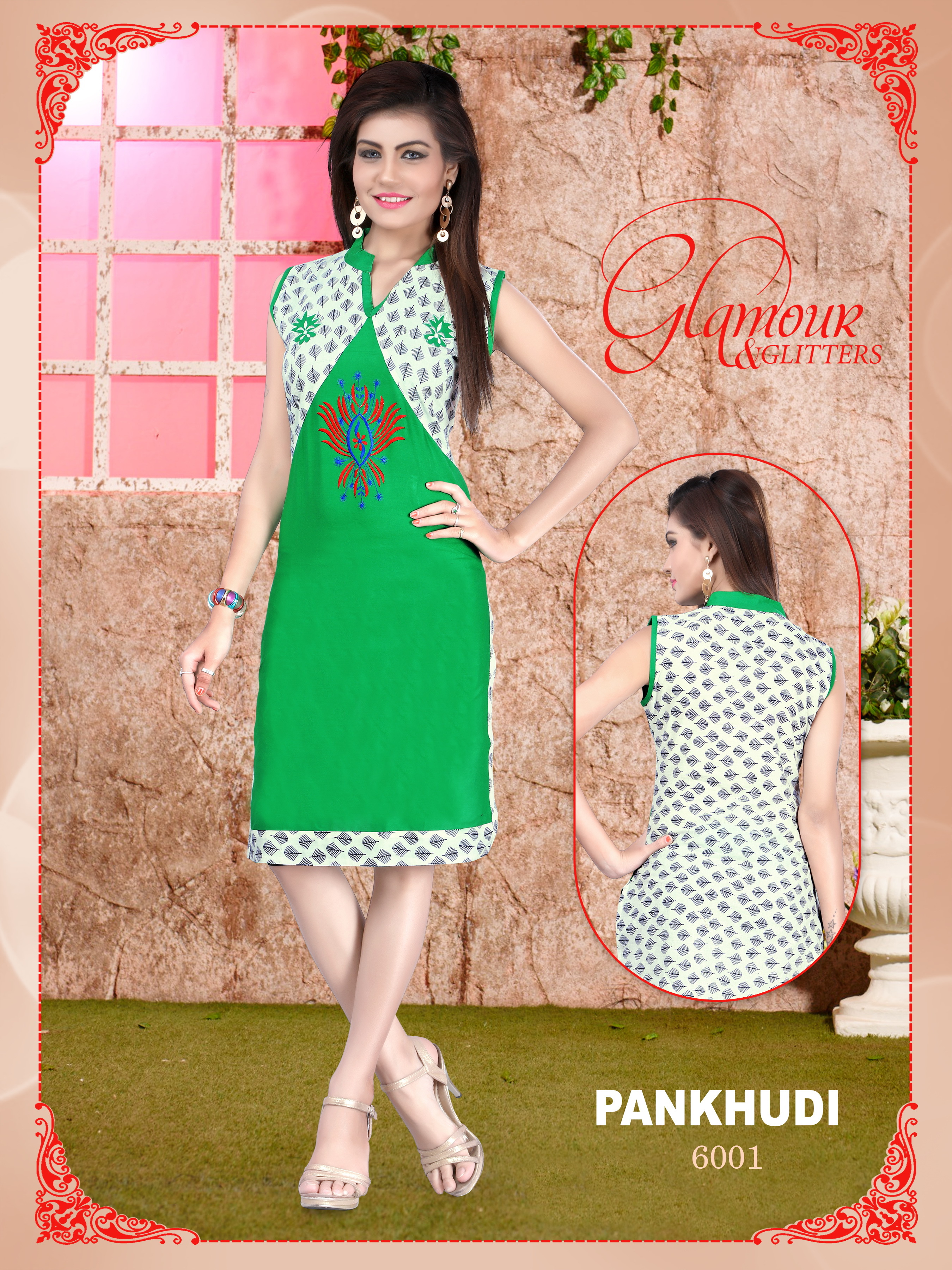 White And Pink Fancy Cotton Kurti