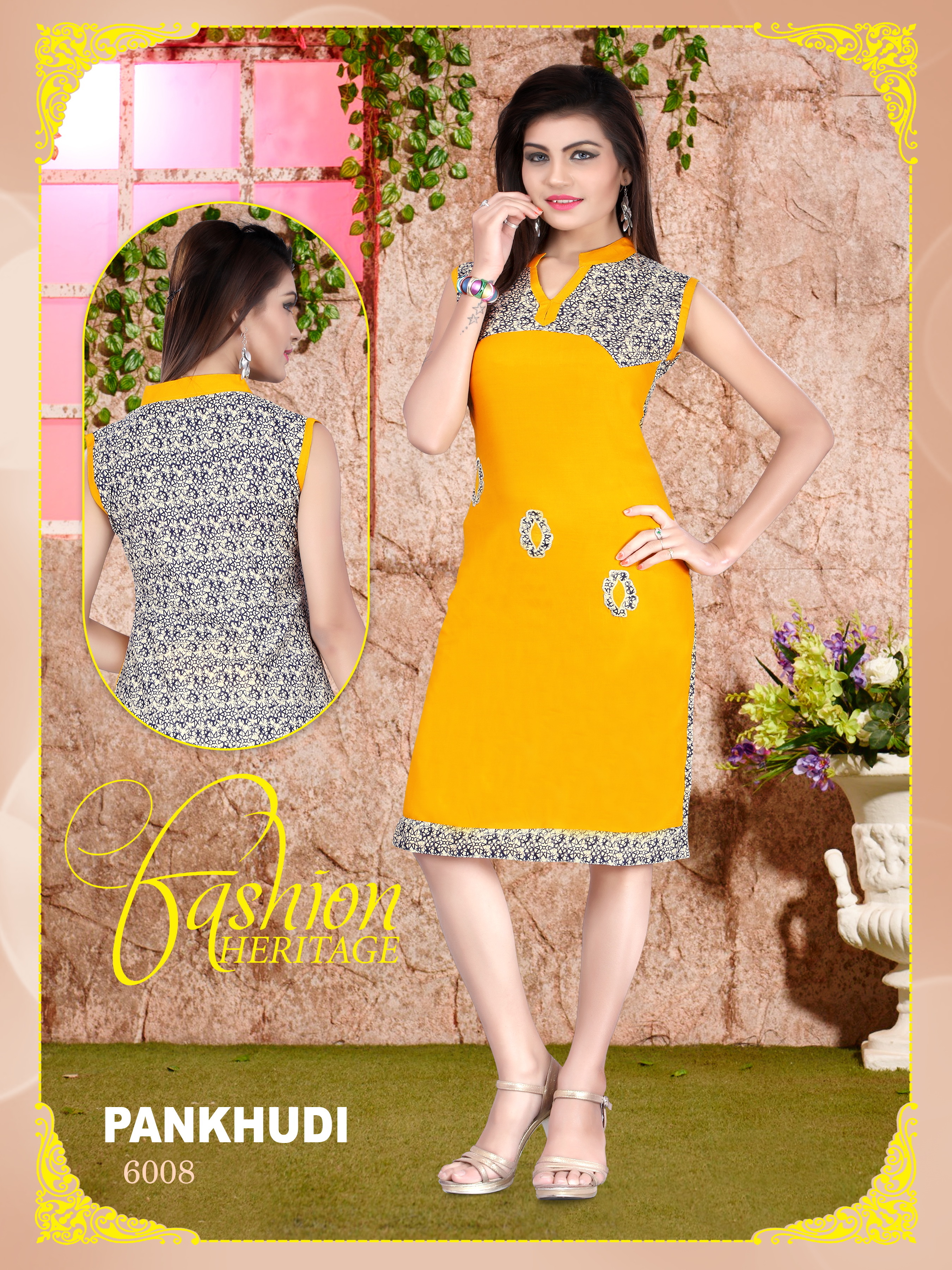 White And Pink Fancy Cotton Kurti