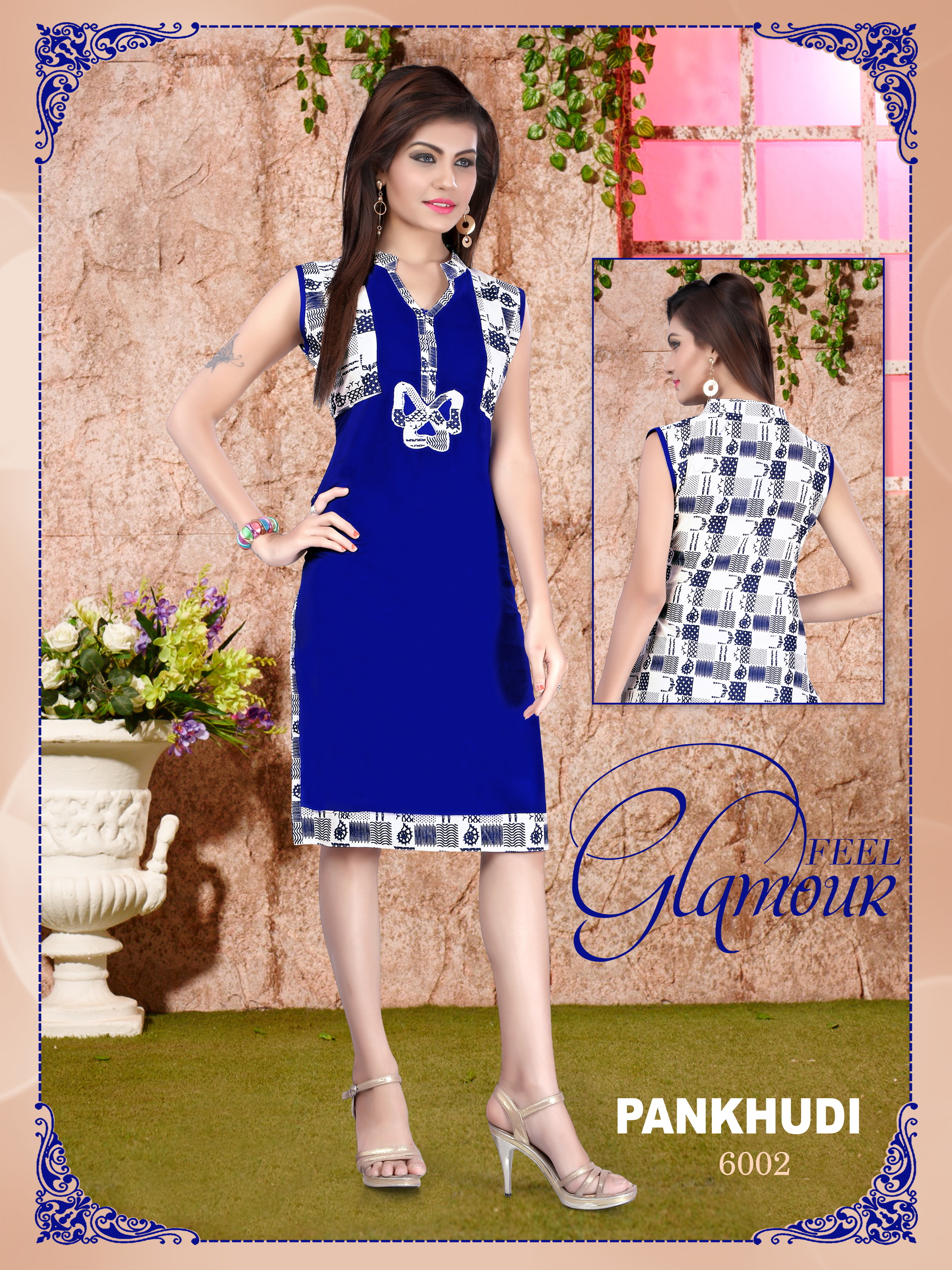 White And Pink Fancy Cotton Kurti