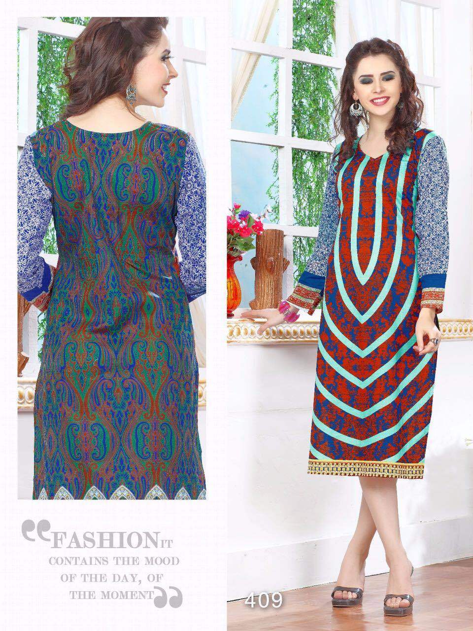 Cotton Kurtis India Manufacturer Exports - Printed Cotton, Size L-xl, Mix Colors | Simple 3-4th Sleeve Style For Ladies