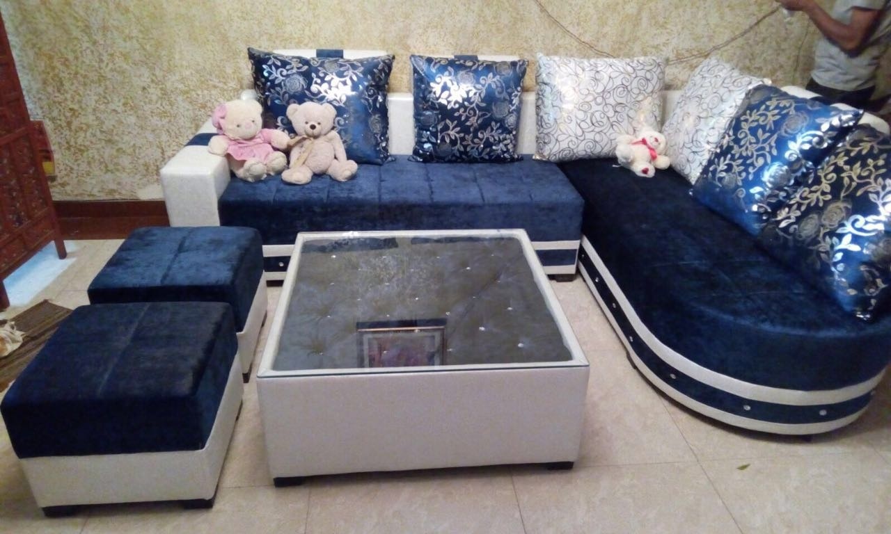 Luxury Sofa Set - Fabric And Foam, 9 Foot Dimensions | Handmade Modern Design, Upholstered In Rich Red, Blue, Brown With Sturdy Oak Frame