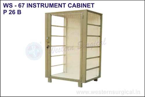 Instrument Cabinet - CRCA Rectangular Tube, 63"x17.5"x25" | Five Shelves, Glass Doors, Epoxy Powder Coated Finish