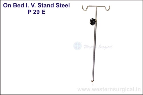 On Bed I.V Stand Steel - Color: Yellow Silver