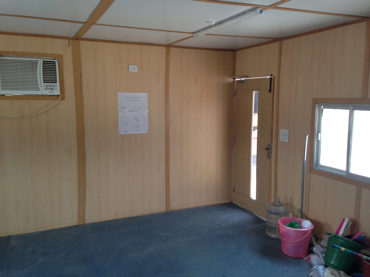 Portable Office Containers - Metal Sheet Roof, Container Walls, White & Tata Blue Colors | Two Aluminum Windows, Dual Doors