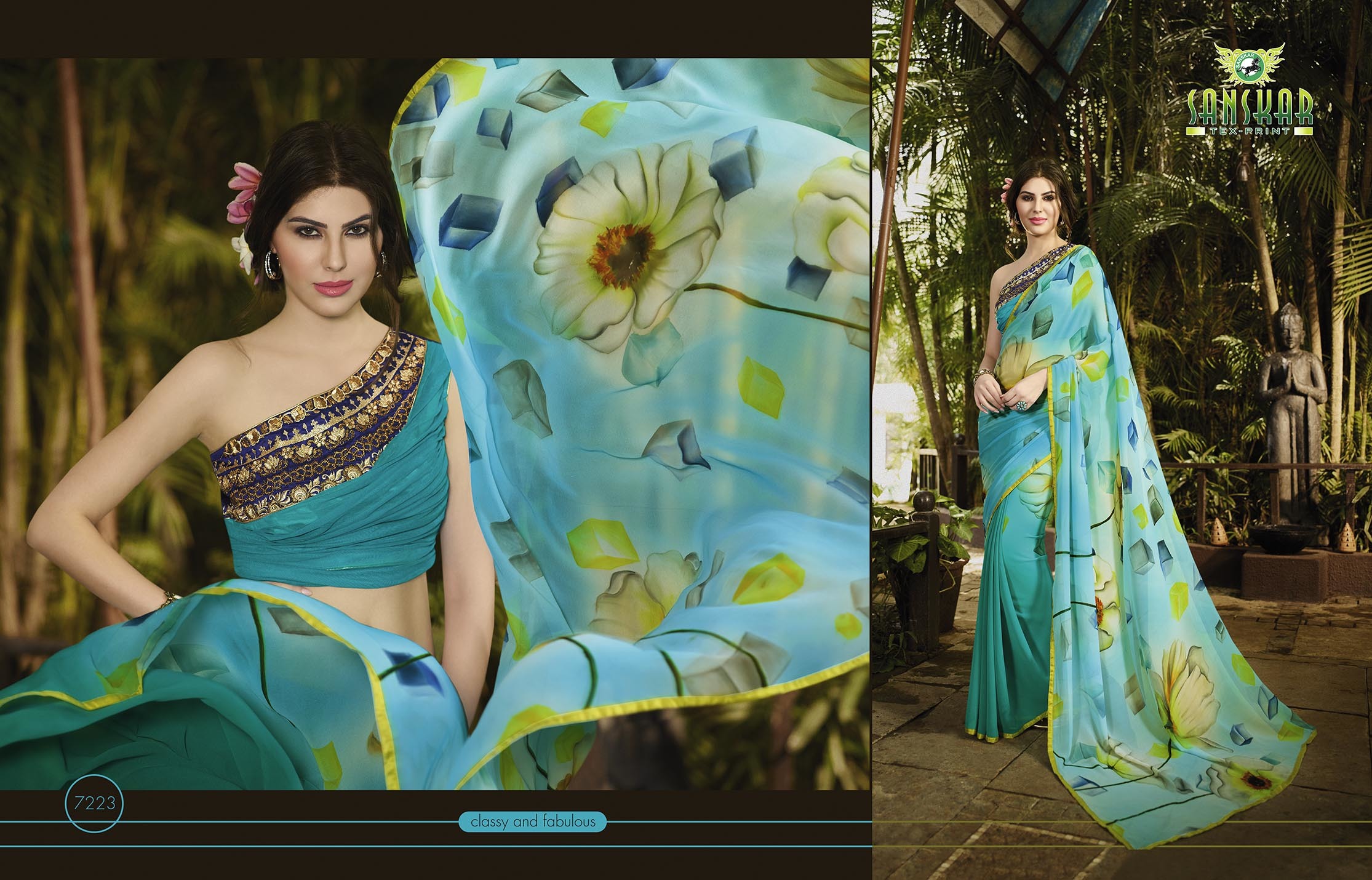 Multicolor Stunning Hand Printed Saree