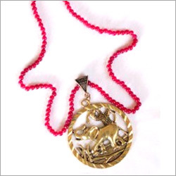 Elephant Brass Neckless With Perl Chain