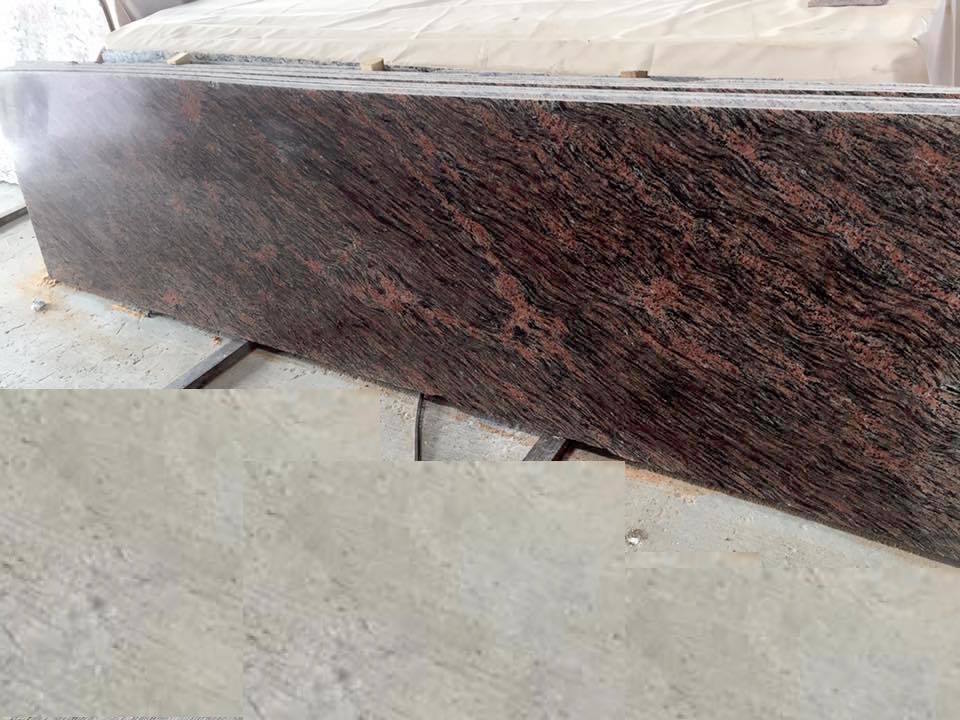 Multi Brown Granite - 15mm+ Polished Slabs & Tiles | Vibrant Brown Color With Red Lines, Ideal For Kitchen Tops, Vanity Tops, Steps And Risers