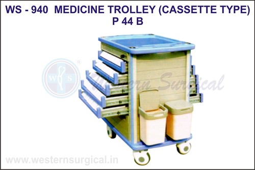Medicine Trolley (Cassete Type) - Color: Blue Grey