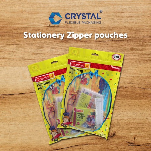 Stationery Zipper Pouch - Plastic, Standard Size, Flat Rectangular Design | Custom Printed, Tear Resistant Packaging Solution for Goods