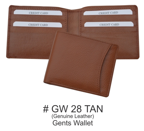 Gents Wallet in Brown Color - Leather, 4.5 x 3.5 Inches, Tan Color | Vertical Closure, Folded Design, Suede Lining, Regular Style