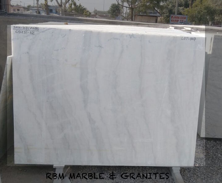 Andhi Marble - Polished Finish | White Bidasar Marble With Intricate Blue And Green Veining Patterns, Very Hard & Long Lasting Quality