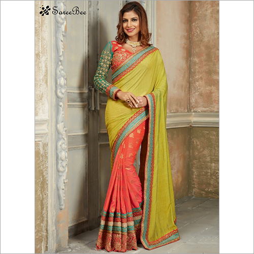 जॉर्जेट ब्राइडल साड़ी