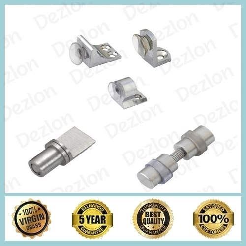 Brass Glass Buttons - Brass & SS Material, Silver Color | 5 Year Warranty, For Glass Shower Room Fittings, S.S, Chrome, Antique Brass, Satin Lacquer Finish