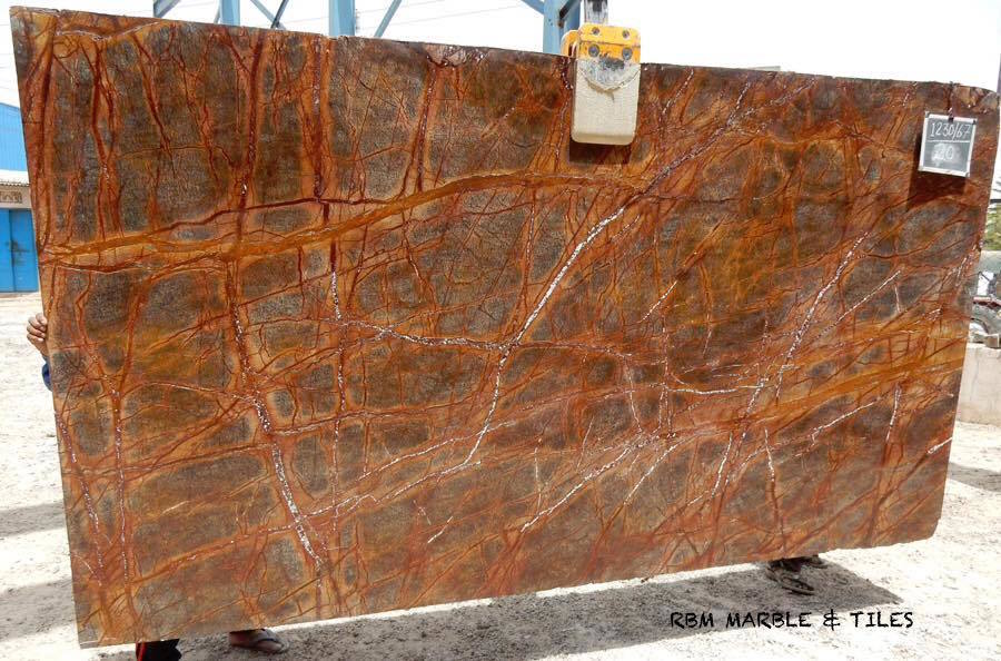 Rainforest Golden Marble - 16mm Thickness, Antique Finish, Rusty Bidasar Type Marble