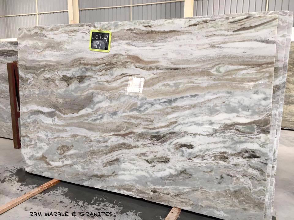 Fantasy Brown Marble - 16mm+ Thickness, Brown Iona Marble Slabs With Bush Hammered Finish | Unique Flowing Patterns, Durable Quartzite Solution
