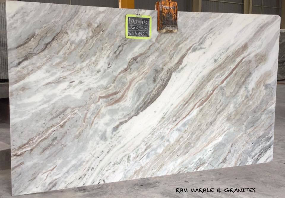 Fantasy Brown Marble - 16mm+ Thickness, Brown Iona Marble Slabs With Bush Hammered Finish | Unique Flowing Patterns, Durable Quartzite Solution