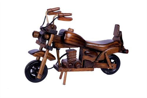 एंटीक ब्राउन मोटरसाइकिल लकड़ी की कला 7"