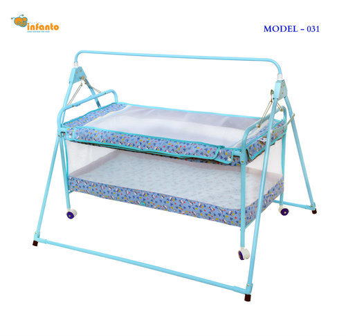 लाइट ब्लू लिटिल हार्ट स्लीपवेल बेसिनेट