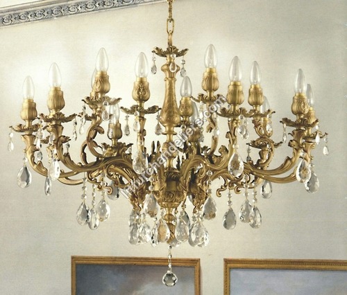 European Style Chandelier - Metal And Crystal | Golden And White, 60 Watts, High Durability, Supreme Finish