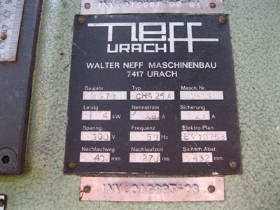 Neff Chs 25 Hyd Press 25 Tons