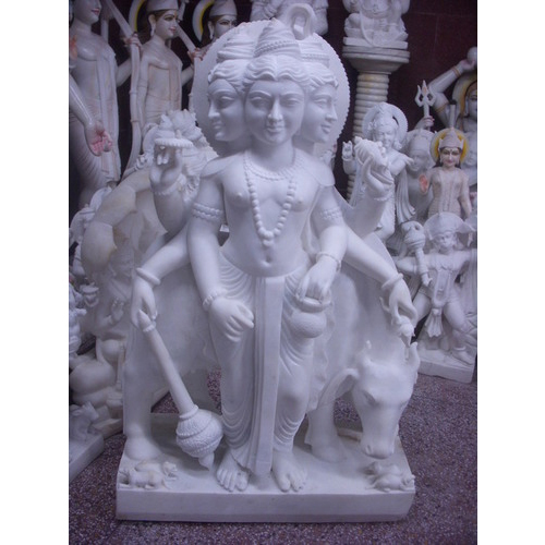Marble Dattatreya Statue - 2-4 Feet in Height, Easy to Clean & Lightweight | Polished Finish, Indian Religious Theme