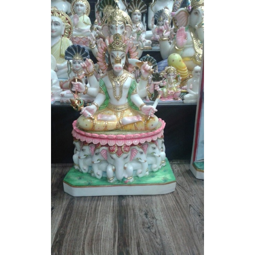 Marble Jain God Statue - High Grade White Marble, 6-20 Inch Size | Intricately Decorated with Colorful Paint and Shiny Embellishments, Featuring Golden Mukut
