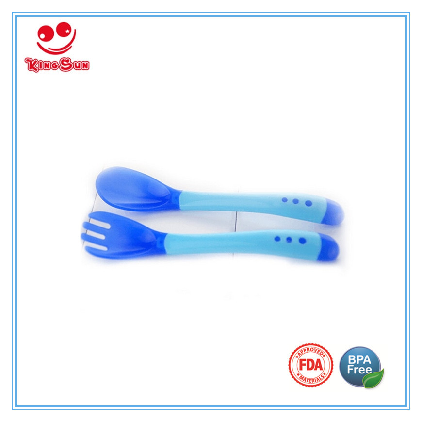 Blue Newborn Color Changing Baby Spoon And Fork Set