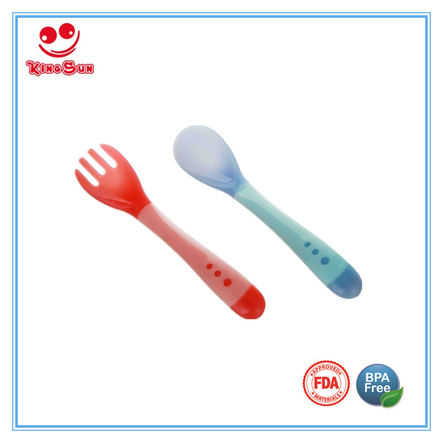Blue Newborn Color Changing Baby Spoon And Fork Set