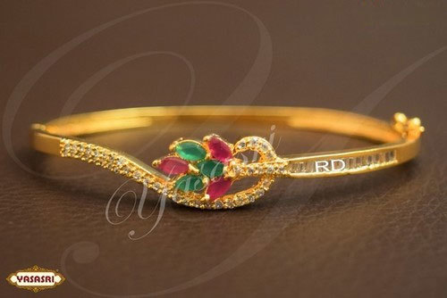 Golden Gold Bracelet - 3.2mm Thickness, 5-10g Weight | Women's Gift and Party Jewelry with Quartz and Ruby Stones