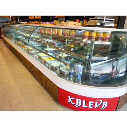 Display Counter - Stainless Steel, Glass & Wooden Finish | Designed for Hotels, Electric Power Source, Ideal for Cold Item Display